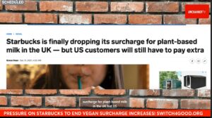 Yahoo News article talking about vegan-milk Surcharge