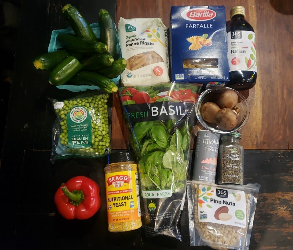 Ingredients vegan pasta
