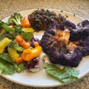 cauliflower steak and bistro rice, side salad