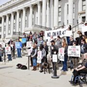 Utah's Humane Society held a protest on the steps of the Utah Capitol Building.