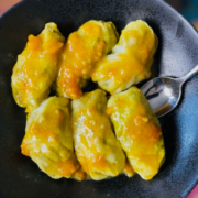 plated vegan stuffed cabbage