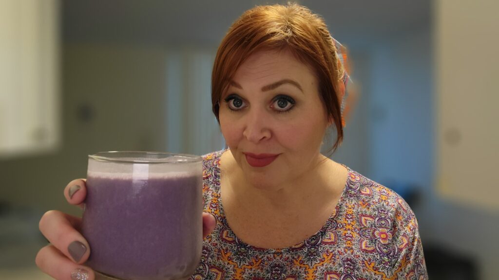 Tonia Carrier Hicks and her Ube smoothie