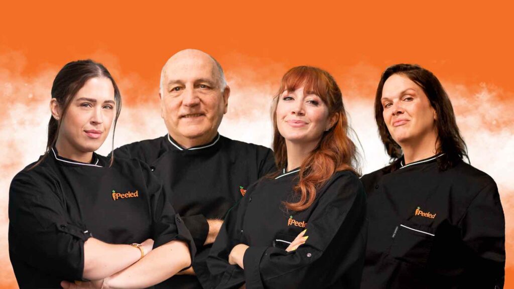 Celebrity chefs battle it out on Peeled, America's first 100% cast and crew cooking show.