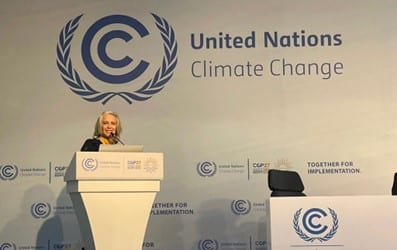 Elyzabeth Alfano talking at COP27