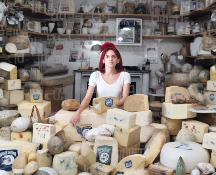 woman and lost of cheese