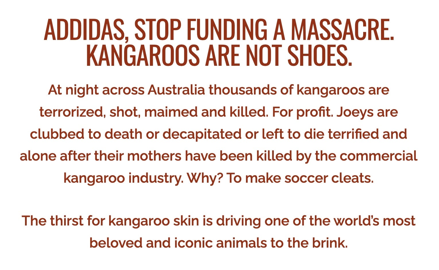 The message to Adidas at KangaroosAreNotShoes.org