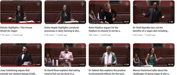 Participants at the Oxford Union debate on veganism