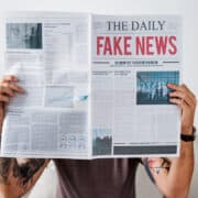 Fake news headline on a newspaper