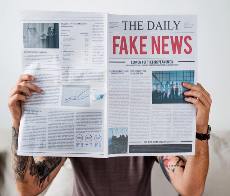 Fake news headline on a newspaper