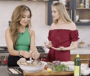 Top Chef Winner, Chef Zuzu and Jamie Logan make mushroom souvlaki.