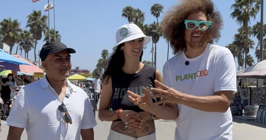 Redfoo, Jazzy and PLANT CEO on Venice Beach.