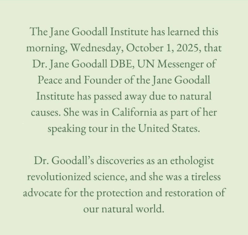 jane goodall dies