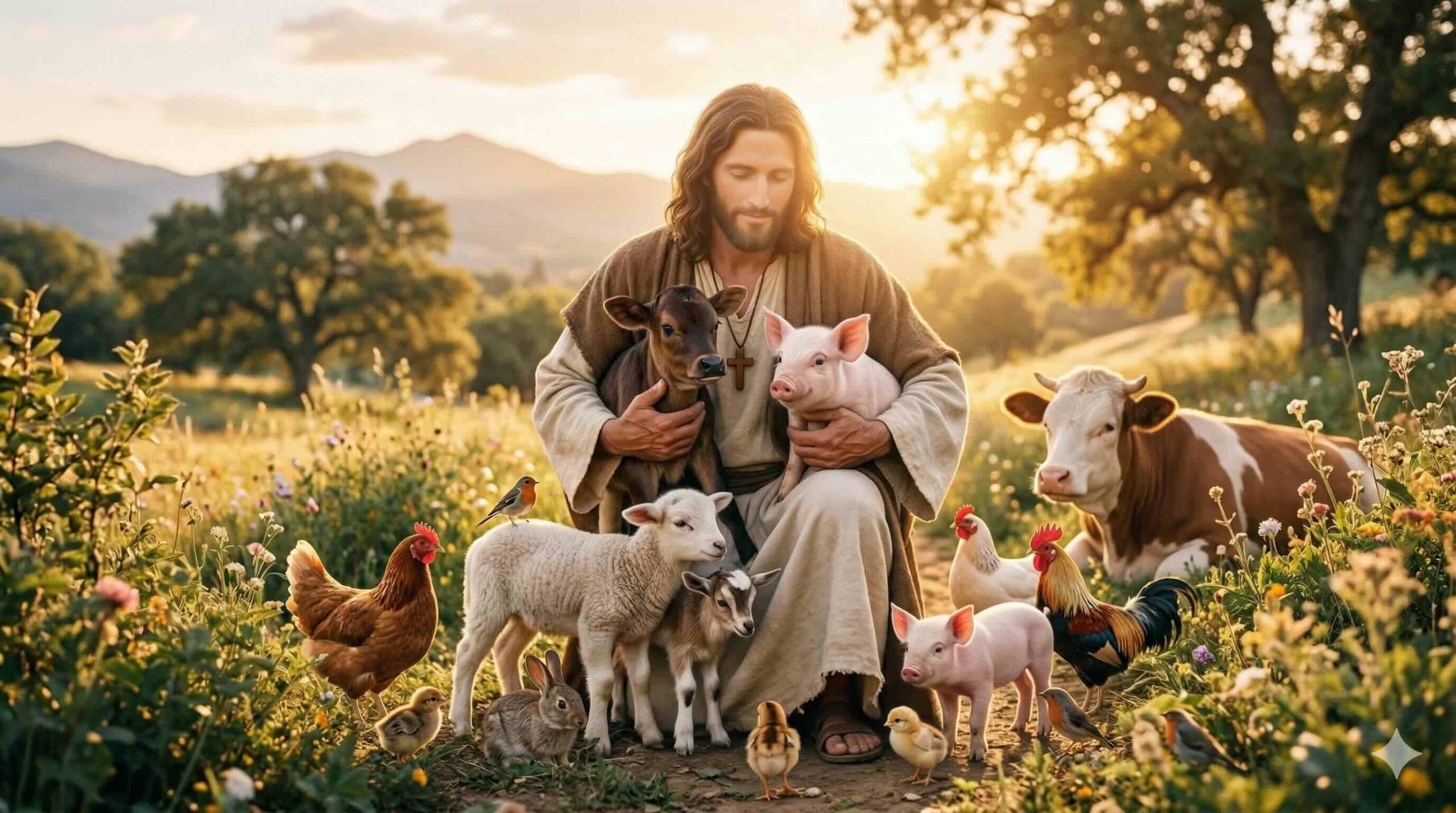 Jesus with the farmed animals