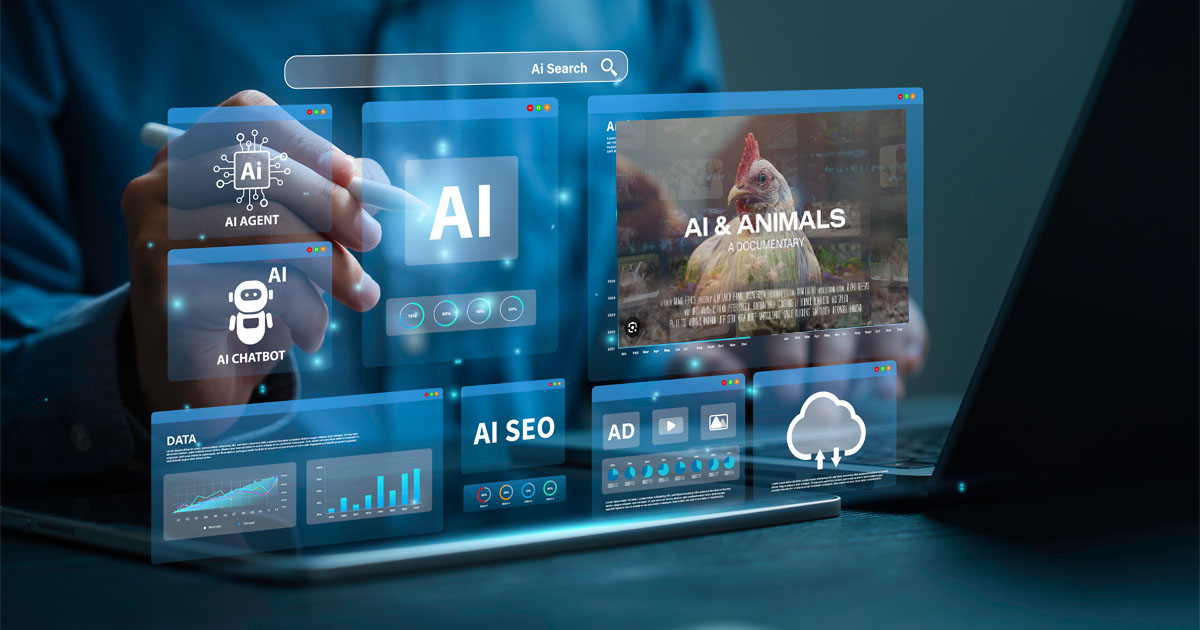 Businessman analyzes data using AI technology.