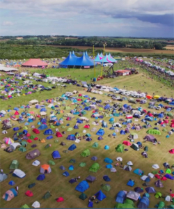 Aerial view of Vegan Camp Out 2023