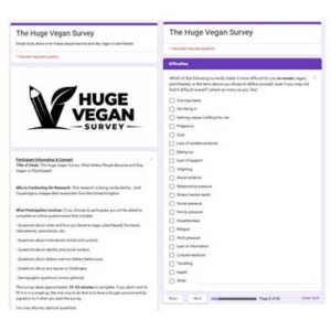 Huge Vegan Survey questionnaire