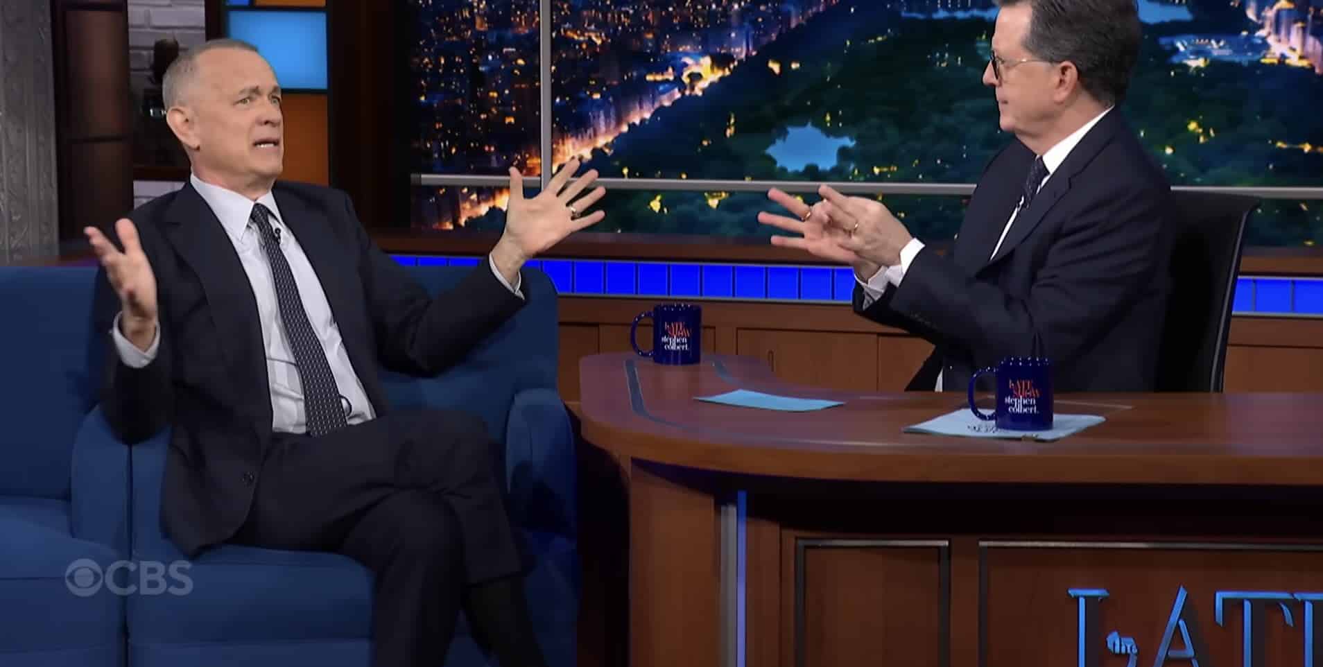 "Almond milk isn't real," - Tom Hanks on Colbert