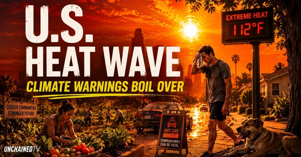 A deadly U.S. heat wave scorches a city as people and animals face extreme heat, hot car danger, and climate warnings.